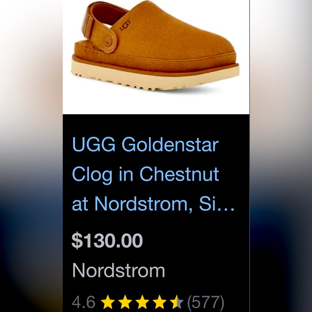 UGGS SZ 8/ 39 CLOGS BNIB from Nordstrom Goldenstar